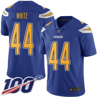 Los Angeles Chargers NFL Football Kyzir White Electric Blue Jersey Men Limited  #44 100th Season Rush Vapor Untouchable